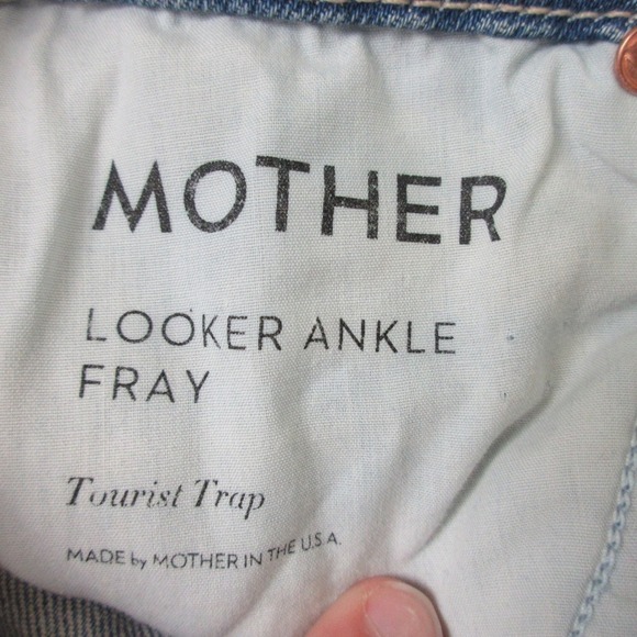 Mother Looker Ankle Fray Jeans Tourist Trap Women 24 Blue Denim Raw Hem Chic 452 - Picture 6 of 15